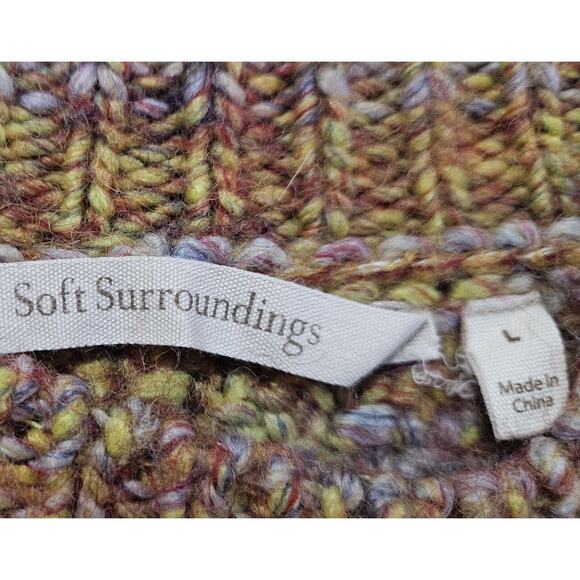 SOFT SURROUNDINGS L Sweater Multicolor Chunky Knit Long Sleeve Acrylic Wool 38" - Picture 3 of 9